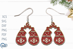 Christmas Mittens Earrings Laser Cut. Product Image 1