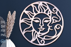 Sun and moon SVG. Home Decor Lazer Cut. Celestial Wall Art. Product Image 2
