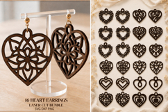 Heart Earrings Laser Cut Bundle. Boho Earrings Laser Cut. Product Image 1