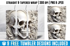 3D Skull Tumbler Wrap, Tooled Leather Skull Tumbler Wrap Product Image 1