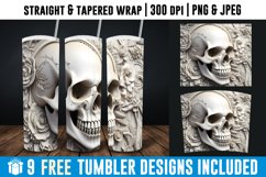 3D Skull Tumbler Wrap, Tooled Leather Skull Tumbler Wrap Product Image 2