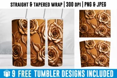 Tooled Rose Tumbler Wrap | 3d Golden Rose Tumbler | 3d Rose Product Image 1