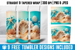 3D Seashell Beach Tumbler | 3D Tumbler Wrap | 3d Tumbler Product Image 1