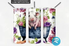 Sunflower Design,Tumbler,20oz Tumbler,20oz Skinny Tumbler,Drinkware,Travel Mug,Gift Ideas,Gifts For Her,Farm Wrap Design,Seamless Design,Watercolor,Pig,Roses,PNG,Sublimation,Tumbler wrap,Digital file,Tumbler,Sublimation design,Download,Straight template,C