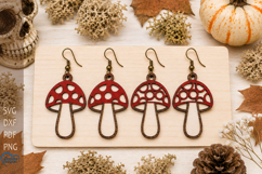 Halloween Mushroom Earrings Laser Cut. Halloween Laser cut. Product Image 1