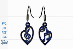 Music Notes Earrings Laser Cut. Boho Earrings Laser Cut. Product Image 1