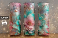 Teal Ink Alcohol Flower Tumbler Warp Sublimation Product Image 1
