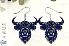 Highland Cow Earrings Laser Cut. Highland cow SVG File. Product Image 1