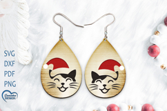 Christmas Earrings Laser Cut. Christmas Cat Laser Cut. Product Image 1