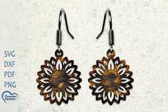 Sunflower Earrings Laser Cut. Boho Earrings. Product Image 1