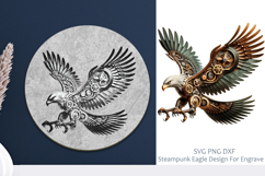 Steampunk Eagle 3D Engraved file. Home Decor Laser cut. Product Image 2