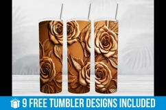Tooled Rose Tumbler Wrap | 3d Golden Rose Tumbler | 3d Rose Product Image 2