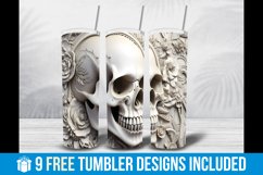 3D Skull Tumbler Wrap, Tooled Leather Skull Tumbler Wrap Product Image 3