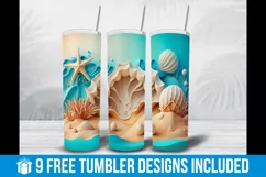 3D Seashell Beach Tumbler | 3D Tumbler Wrap | 3d Tumbler Product Image 2