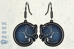 Cute Cat Earrings Laser Cut. Laser Cut earrings SVG. Product Image 1