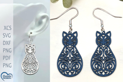 Cat Earrings Laser Cut. Laser Cut earrings SVG. Product Image 1