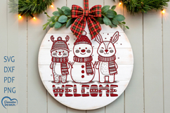 Christmas door hanger Laser Cut. Welcome Door Sign SVG. Product Image 1