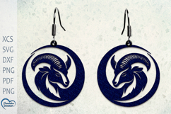 Aries Earrings Laser Cut. Laser Cut earrings SVG. Product Image 1