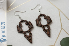 Christmas Earrings Laser Cut. Christmas Deer Laser Cut. Product Image 1