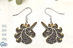 Unicorn Earrings Laser Cut. Boho Earrings Engraved. Product Image 1