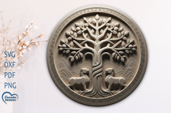 3D effect Life tree Engraving PNG file. Wall Art. Product Image 1