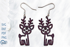 Christmas Earrings Laser Cut. Christmas Deer Laser Cut. Product Image 1
