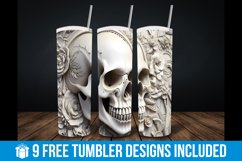 3D Skull Tumbler Wrap, Tooled Leather Skull Tumbler Wrap Product Image 4