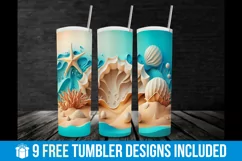 3D Seashell Beach Tumbler | 3D Tumbler Wrap | 3d Tumbler Product Image 3
