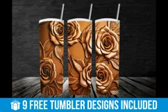 Tooled Rose Tumbler Wrap | 3d Golden Rose Tumbler | 3d Rose Product Image 3