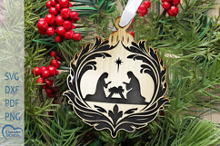 Nativity Scene SVG. Cristmas Ornament Laser Cut. Product Image 1