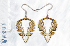 Christmas Earrings Laser Cut. Christmas Deer Laser Cut. Product Image 1