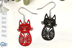 Cute Cat Earrings Laser Cut. Laser Cut earrings SVG. Product Image 1