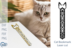 Bookmark Laser Cut with Cat. Bookmark SVG File. Cat SVG. Product Image 1