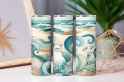 Elegant Cats &amp; Sea Waves Digital Papers - Oceanic Art Product Image 10