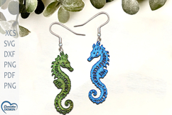 Seahorse Earrings Laser Cut. Boho Earrings Laser Cut. Product Image 1