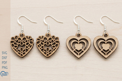 Heart Earrings Laser Cut. Boho Earrings Laser Cut. Product Image 1