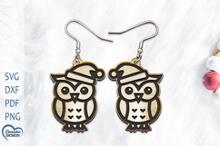 Christmas Earrings Laser Cut. Christmas owl Laser Cut. Product Image 1