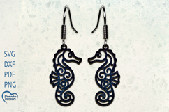 Seahorse Earrings Laser Cut. Sea Earrings. Boho Style. Product Image 1