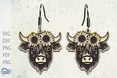 Highland Cow Earrings Laser Cut. Highland cow SVG File. Product Image 1