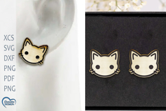 Cat Earrings Laser Cut. Laser Cut earrings SVG. Product Image 1