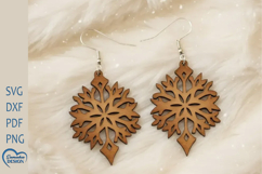 Christmas Earrings Laser Cut. Christmas snowflake Laser Cut. Product Image 1