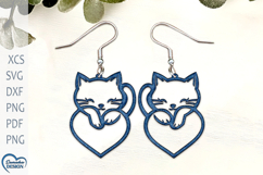 Cat Earrings Laser Cut. Laser Cut earrings SVG. Product Image 1