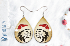 Christmas Earrings Laser Cut. Christmas Cat Laser Cut. Product Image 1