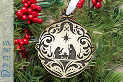 Nativity Scene SVG. Cristmas Ornament Laser Cut. Product Image 1