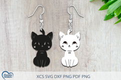 Cat Earrings Laser Cut. Cat Silhouette Laser Cut. Product Image 1
