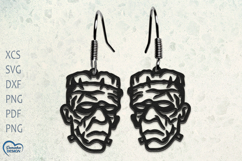 Halloween Earrings Laser Cut. Halloween Zombie head SVG. Product Image 1