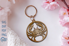 Cancer Keychain Laser Cut. Zodiac Signs Keychain. Product Image 1