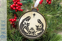 Nativity Scene SVG. Cristmas Ornament Laser Cut. Product Image 1