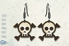 Flower Scull Earrings Laser Cut. Halloween Earrings. Product Image 1