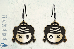 Halloween Earrings Laser Cut. Creepy Flower doll. Product Image 1